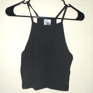 Very Soft Black Spaghetti Strap Crop Top